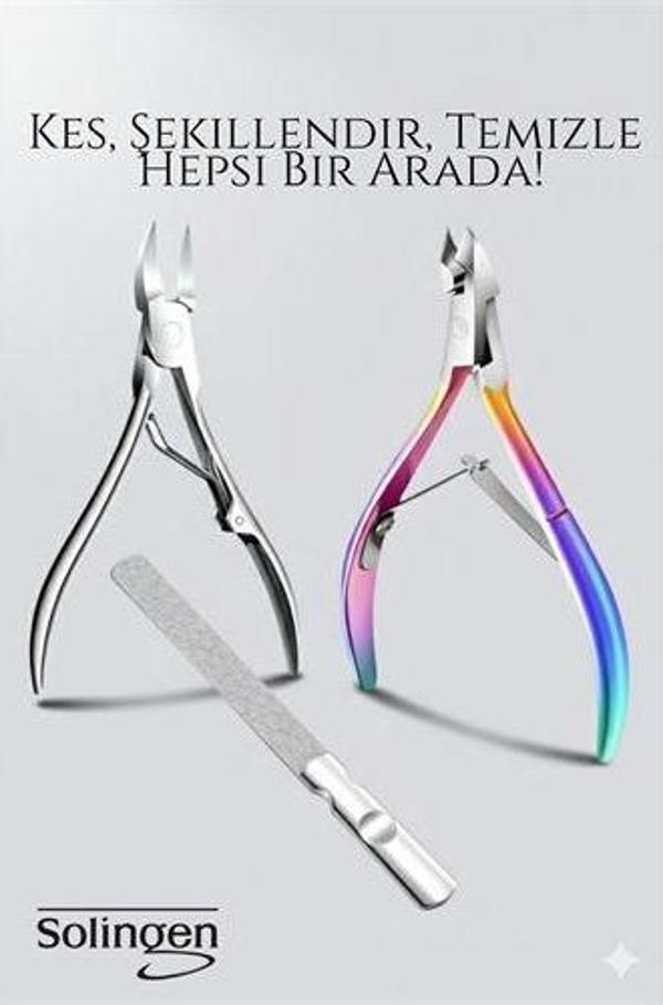 3’lü Paslanmaz Manikür Seti – Tırnak Makası, Et Pens, Kavisli Makas | Evde Profesyonel Bakım - Image 1