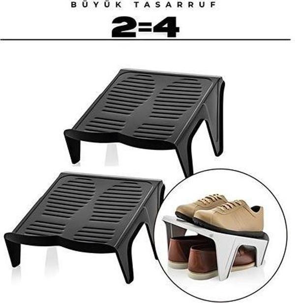 2'li Ayakkabı Düzenleyici Twin Set – Çift Katlı TaSarım | Dolap İçi Alan Tasarrufu | Kaymaz Yüzey - Image 1