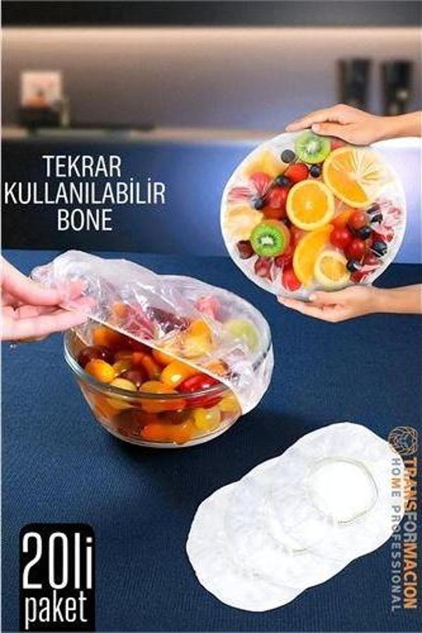 Esnek Kase Bonesi – 20 Adet, 25 cm’e Kadar Uyumlu, Tekrar Kullanılabilir Tabak Bone - Image 1