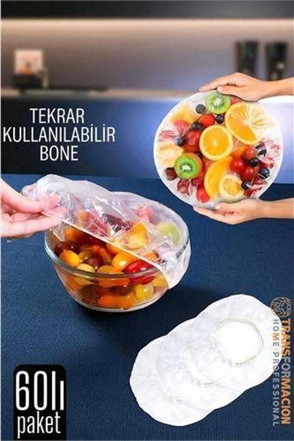 Esnek Kase Bonesi – 60 Adet, 25 cm’e Kadar Uyumlu, Tekrar Kullanılabilir Tabak Bone - Image 1