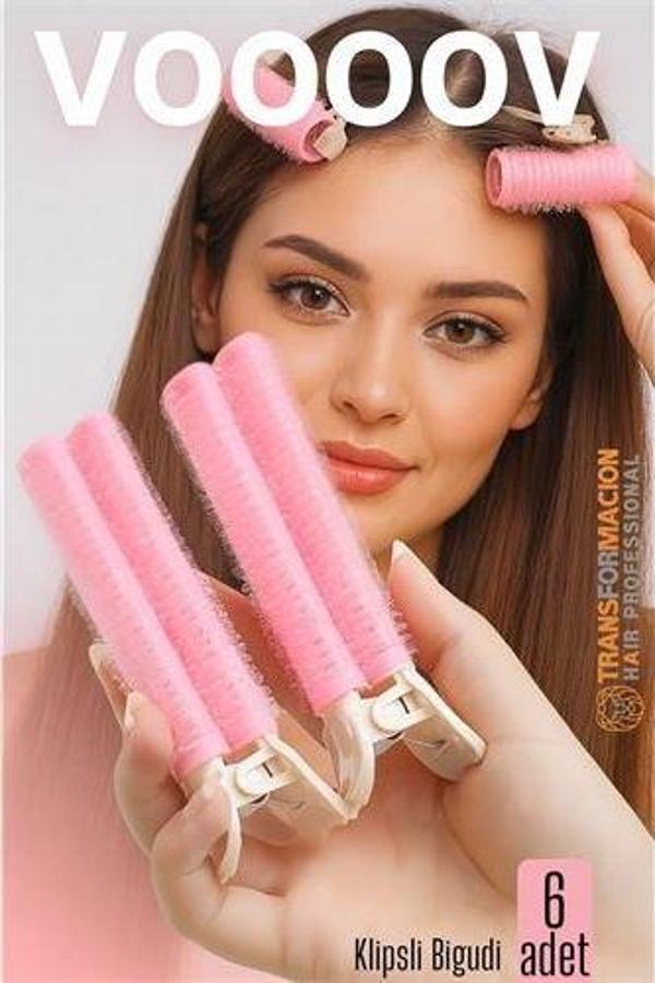 6'lı Klipsli Saç Bigudisi Isısız Doğal Bukle Bigudisi Dipten Hacim ve Perçem Şekillendirme İçin - Image 1