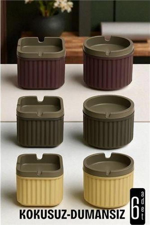 Kokusuz Dumansız Küllük - 6 li Küllük Seti Kafe Küllüğü Restoran Küllüğü Masaüstü Küllük - Image 1
