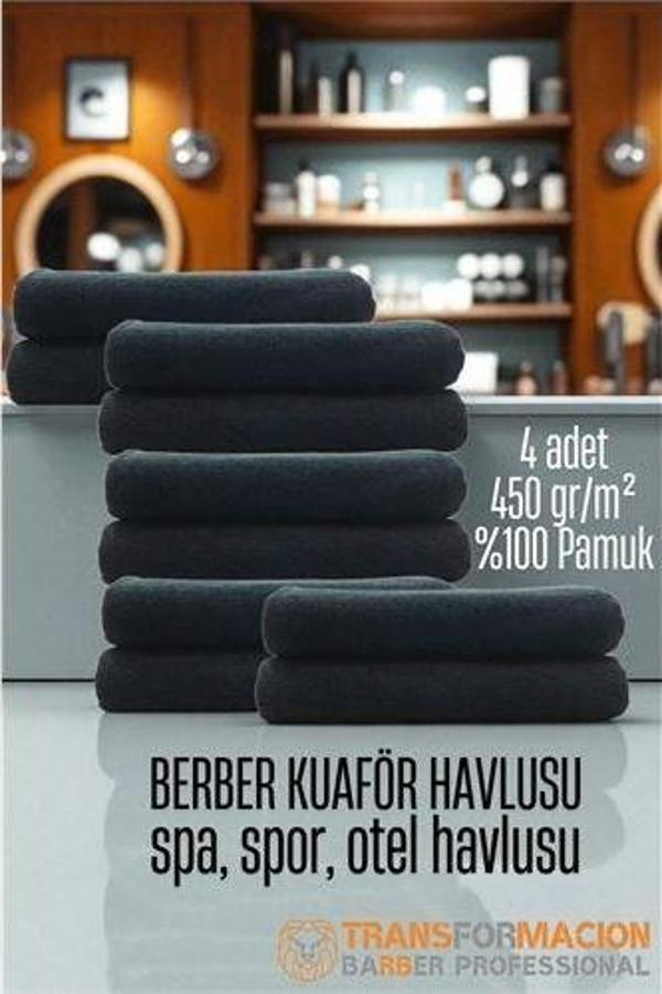 Kuaför Berber Havlusu 10 ADET Pamuk Berber Havlusu 50x90 Siyah - Image 1