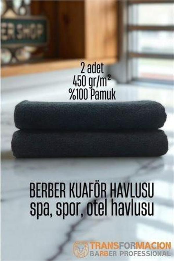 Kuaför Berber Havlusu 2 ADET Pamuk Berber Havlusu 50x90 Siyah - Image 1