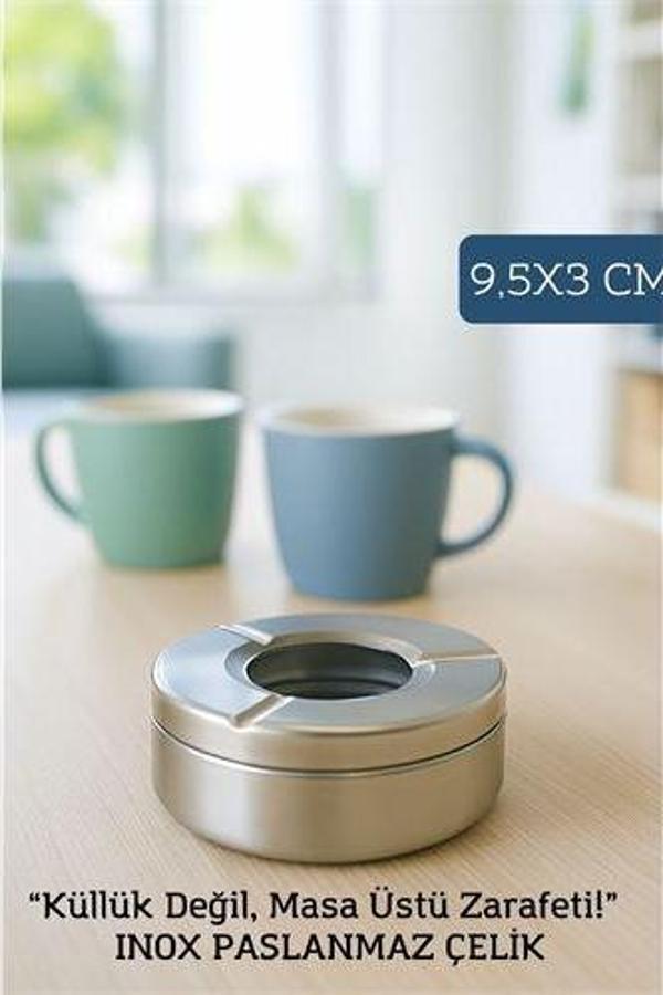 Inox Çelik Küllük – 9.5 cm x 3 cm | Modern, Hijyenik ve Dayanıklı TaSarım - Image 1