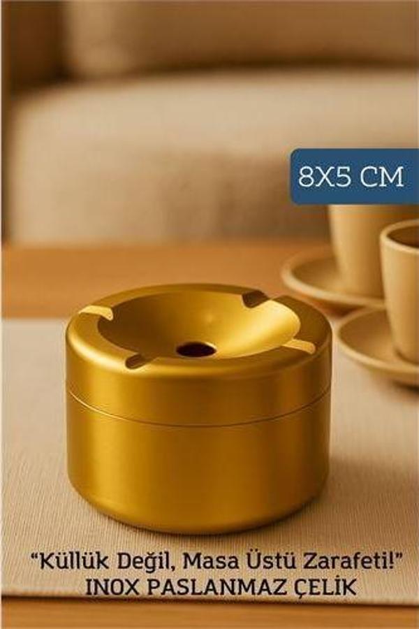 Inox Gold Paslanmaz Çelik Küllük – 8x 5 cm | Modern, Hijyenik ve Dayanıklı TaSarım - Image 1