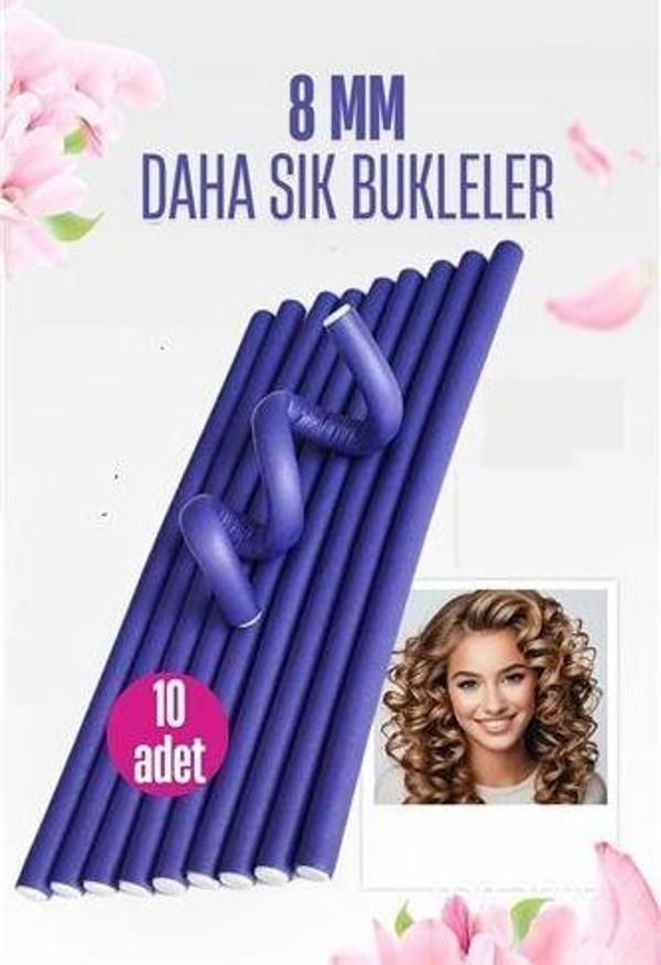 Sosis Latex Bigudi - Isısız Saç Bigudisi - 10 Adet 8 mm - Image 1