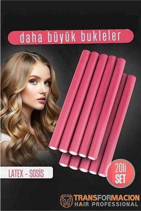 Sosis Latex Bigudi - Isısız Saç Bigudisi 17 mm 20 Adet - Image 1