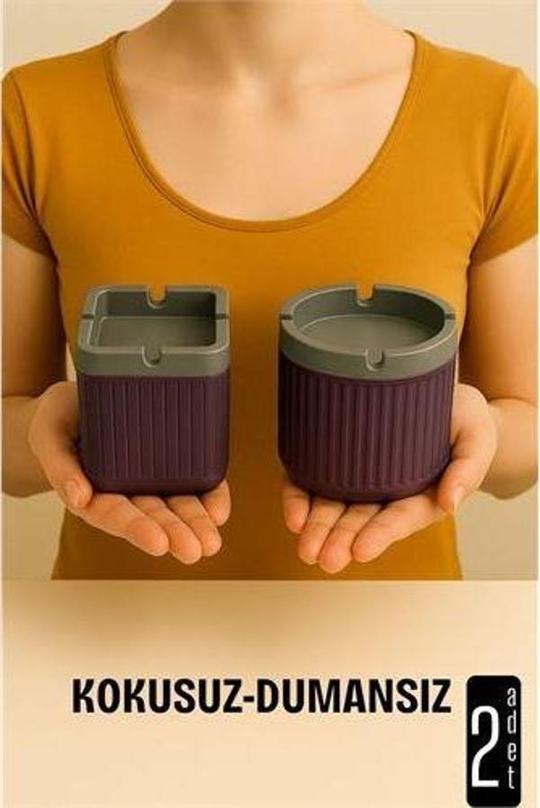 Kokusuz Dumansız Küllük - 2'li Küllük Seti Kafe Küllüğü Restoran Küllüğü Masaüstü Küllük - Image 1