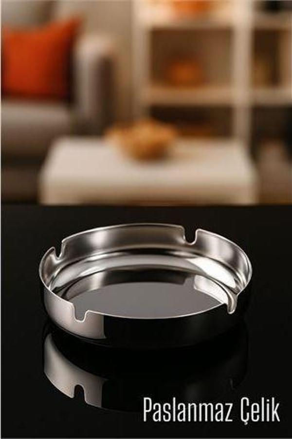 Paslanmaz Yuvarlak Küllük - Metal Kül Tablası - Masaüstü Küllük - Image 1
