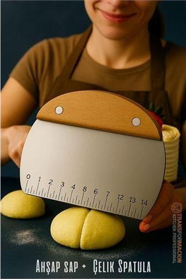 Pasta Spatulası - Profesyonel Hamur Sıyırıcı - Ölçü Cetvelli Pasta Hamur Spatulası - Image 1