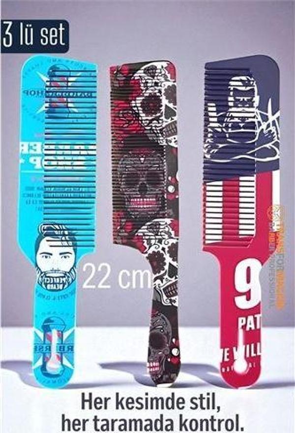 Saç Kesim Tarağı – Özel TaSarım 22 cm 3’lü Berber Tarağı Seti – Antistatik & Isıya Dayanıklı - Image 1