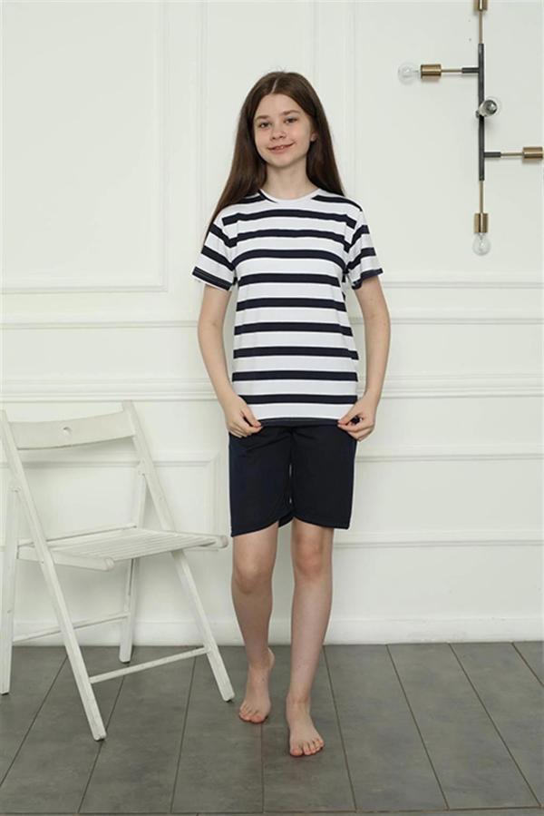 Giyim Kız Çocuk Penye Şortlu Pijama Takım Lacivert - Image 1