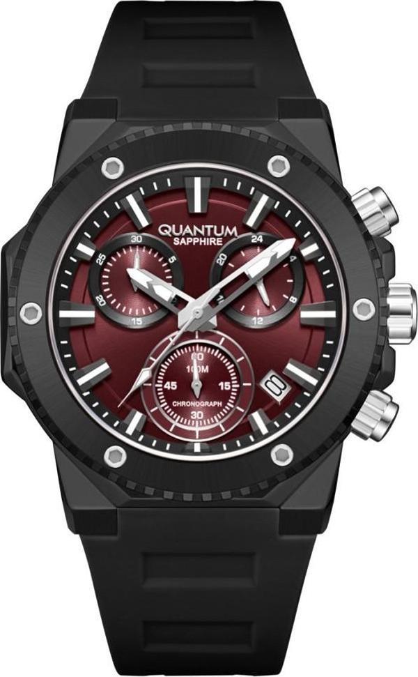 Quantum HNG1232.681 Chronograph Fonksiyonlar Aktif Silikon Kordon  Siyah Renk Erkek Kol Saati - Image 1