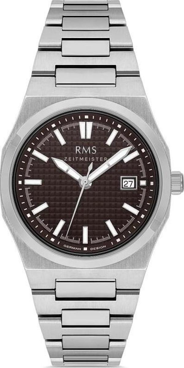 Rms Zeitmeister RMS.1.AG1611.06-W Kristal Cam Takvimli 5 Atm Suya Dayanıklı Metalik Renk Erkek Kol Saati - Image 1
