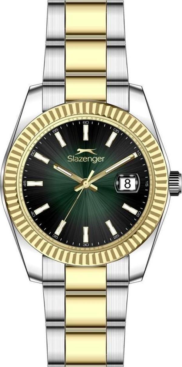 Slazenger SL.09.2606.1.01 Bombeli Takvim Çelik Kasa Çelik Kordon Metalik-Altın Renk Erkek Kol Saati - Image 1