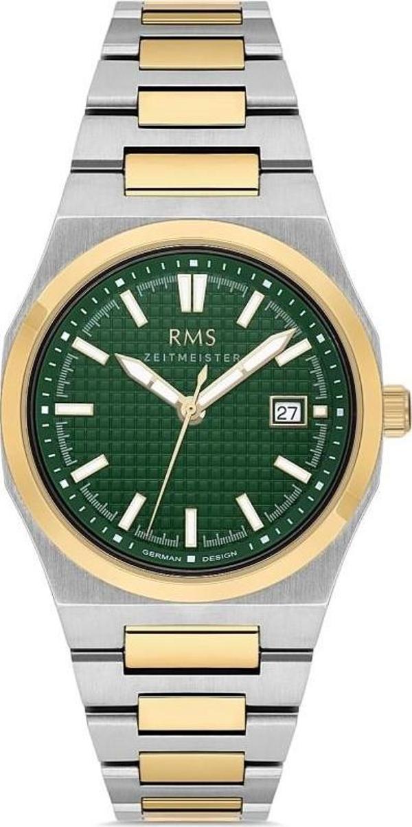 Rms Zeitmeister RMS.1.AG1611.08-C Kristal Cam Takvimli 5 Atm Suya Dayanıklı Metalik-Altın Renk Erkek Kol Saati - Image 1