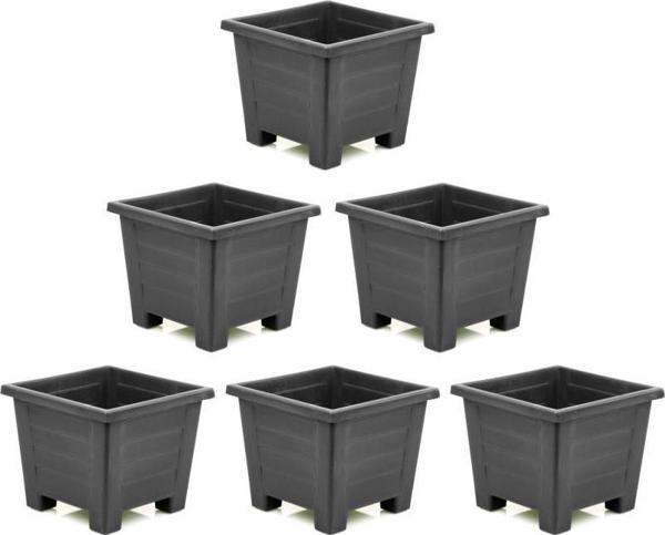 Omnipazar SY-5846 Dekoratif Plastik Kare Ayaklı Saksı 7 lt Antrasit 6 Adet - Image 1