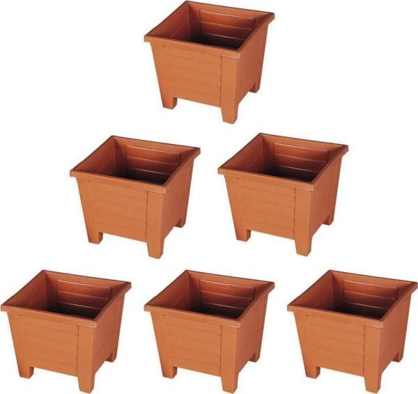 Omnipazar SY-5846 Dekoratif Plastik Kare Ayaklı Saksı 7 lt Kiremit 6 Adet - Image 1
