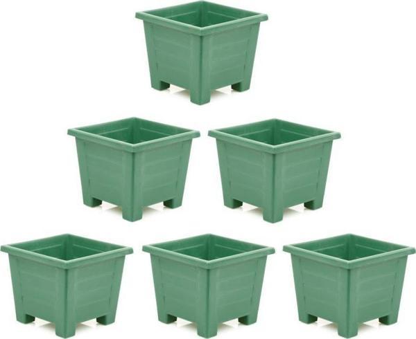 Omnipazar SY-5846 Dekoratif Plastik Kare Ayaklı Saksı 7 lt Yeşil 6 Adet - Image 1
