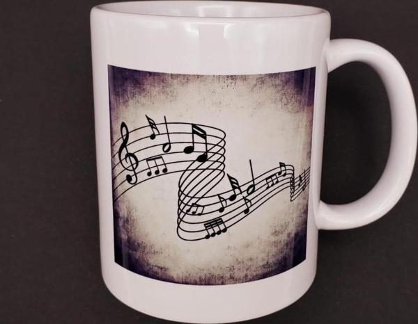 Müzik Notaları Tasarımlı Kupa Bardak - Image 1