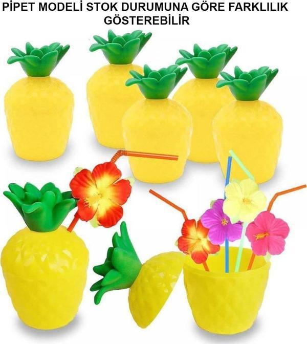 Ananas Hawaii Luau Aloha Pipetli İçecek Kabı Bardak 10x13 cm 1 Adet - Image 1