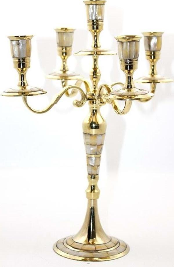 Pirinç Sedefli 5'Li Şamdan - Image 1