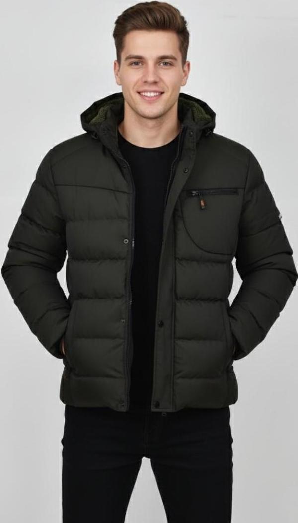 Erkek Kapüşonlu İç Kürklü Spor Mont 99528 BGL-ST04880 - Image 1