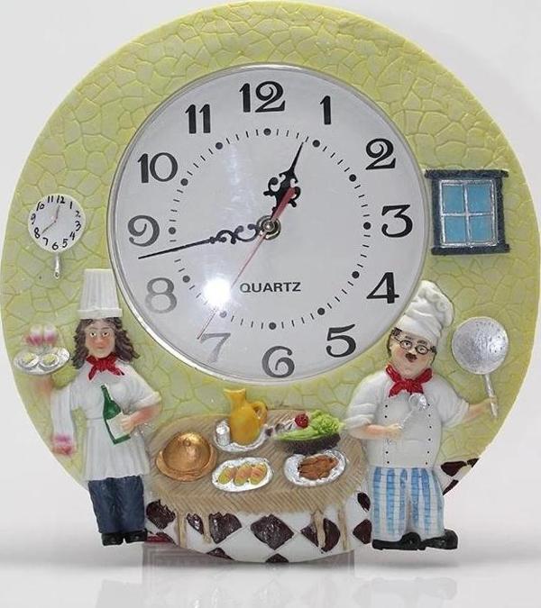 Duvara Asmalı Aşcı Tasarımlı Polyester Saat Alk1543 - Image 1