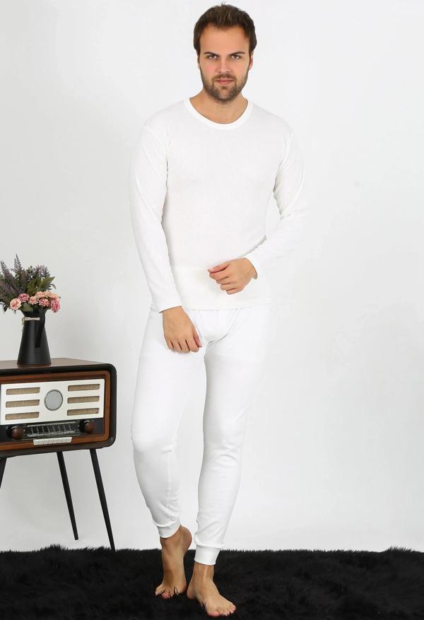 Giyim Erkek Pamuk Ekru İçlik Takım - Image 1