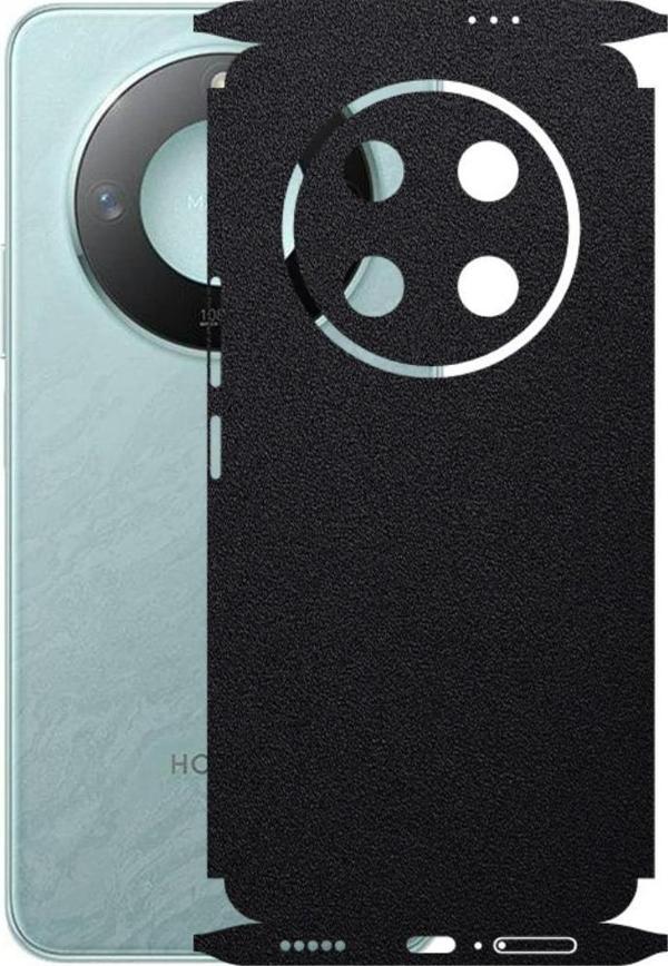 Honor Magic 7 Lite ile Uyumlu 360 Arka Kaplama  Deri Desenli Siyah - Image 1
