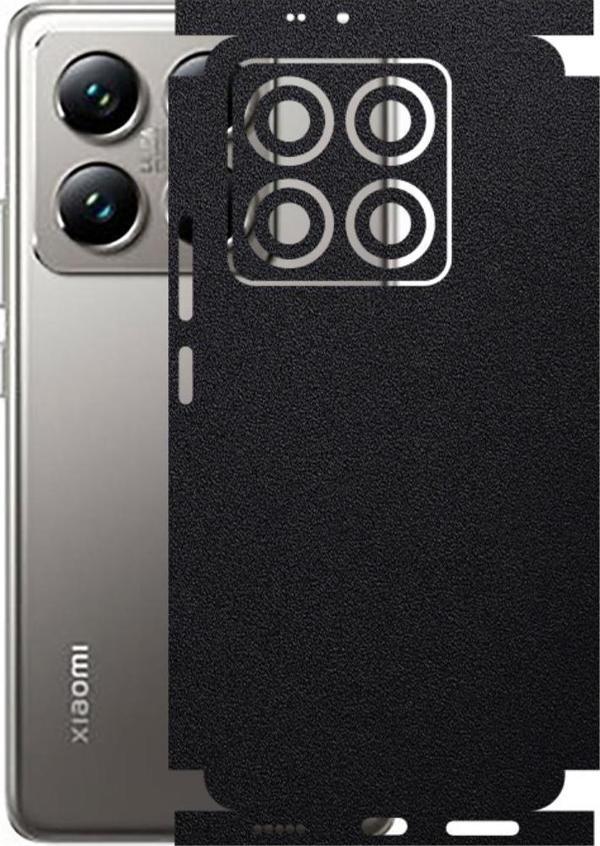 Xiaomi 14T Pro ile Uyumlu 360 Arka Kaplama  Deri Desenli Siyah - Image 1