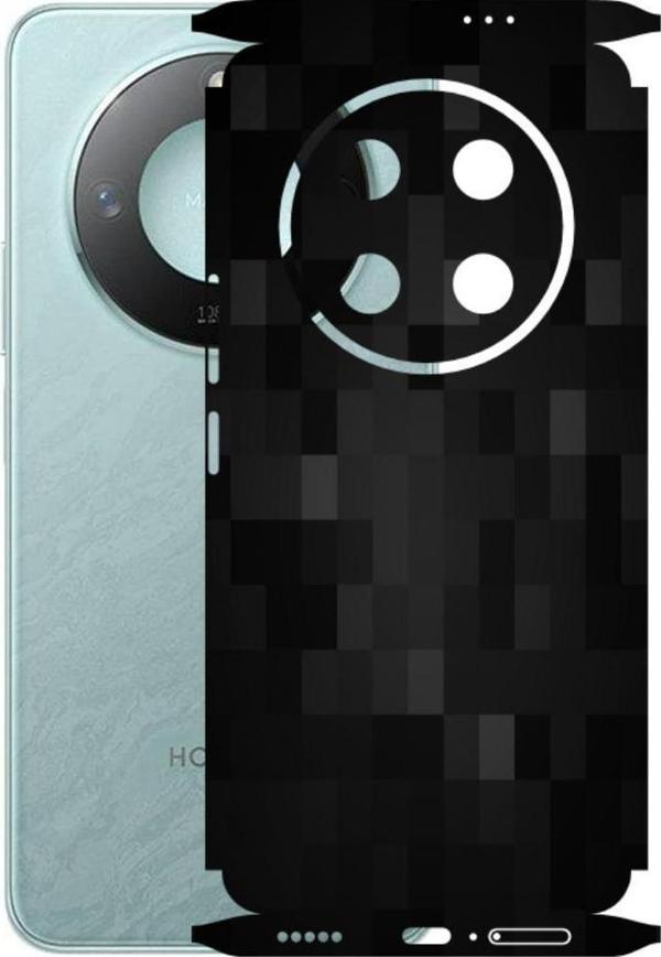 Honor Magic 7 Lite ile Uyumlu 360 Arka Kaplama  Pixel Desenli Siyah - Image 1