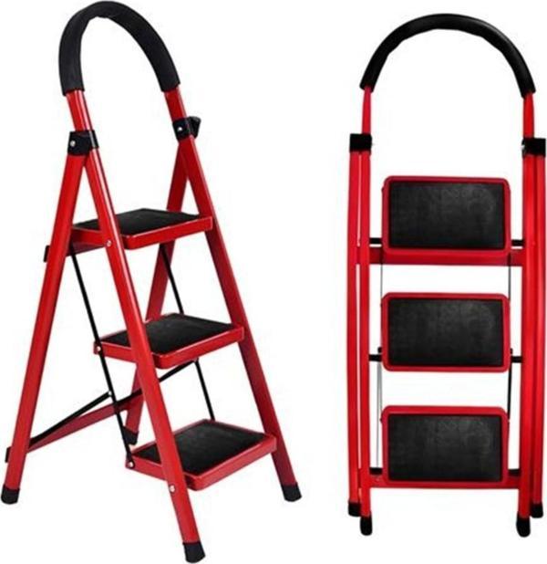 Yakut Serisi - CARNAVAL 3'LÜ EV TİPİ MERDİVEN  Kırmızı - Image 1