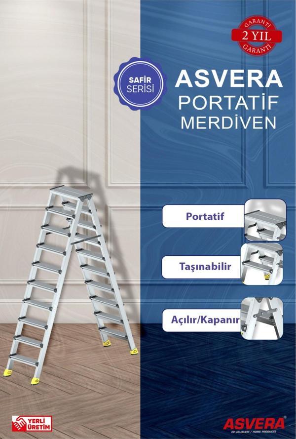 Safir Serisi – 10+10 Alüminyum Çift Çıkışlı Merdiven | Depo, Garaj, Atölye, Çalışma Alanı - Image 1