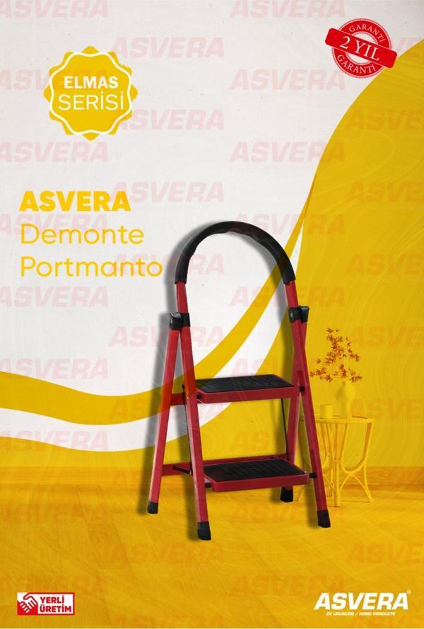 Elmas Serisi Carnaval 2’li Ev Tipi Katlanır Merdiven – Kırmızı, Kaymaz, Hafif, Dayanıklı - Image 1