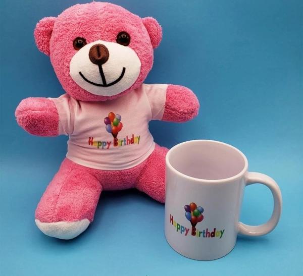 Happy Birthday Tasarım Pembe Ayıcık Ve Kupa Seti - Image 1