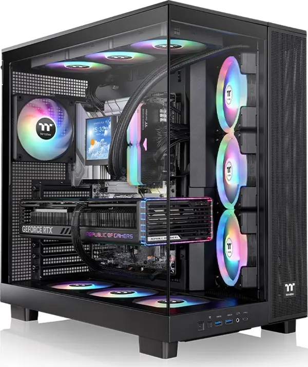 Thermaltake View 380XL Temperli Cam 4X120mm USB 3.0 Siyah ARGB ATX Mid Tower Oyuncu (Gaming) Kasası - Image 1