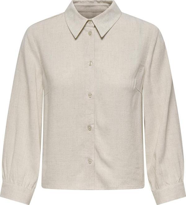 Only Onlsiesta Keten Karışımlı Regular Fit Düz Yaka Bayan Gömlek 15347829 AÇIK BEJ - Image 1