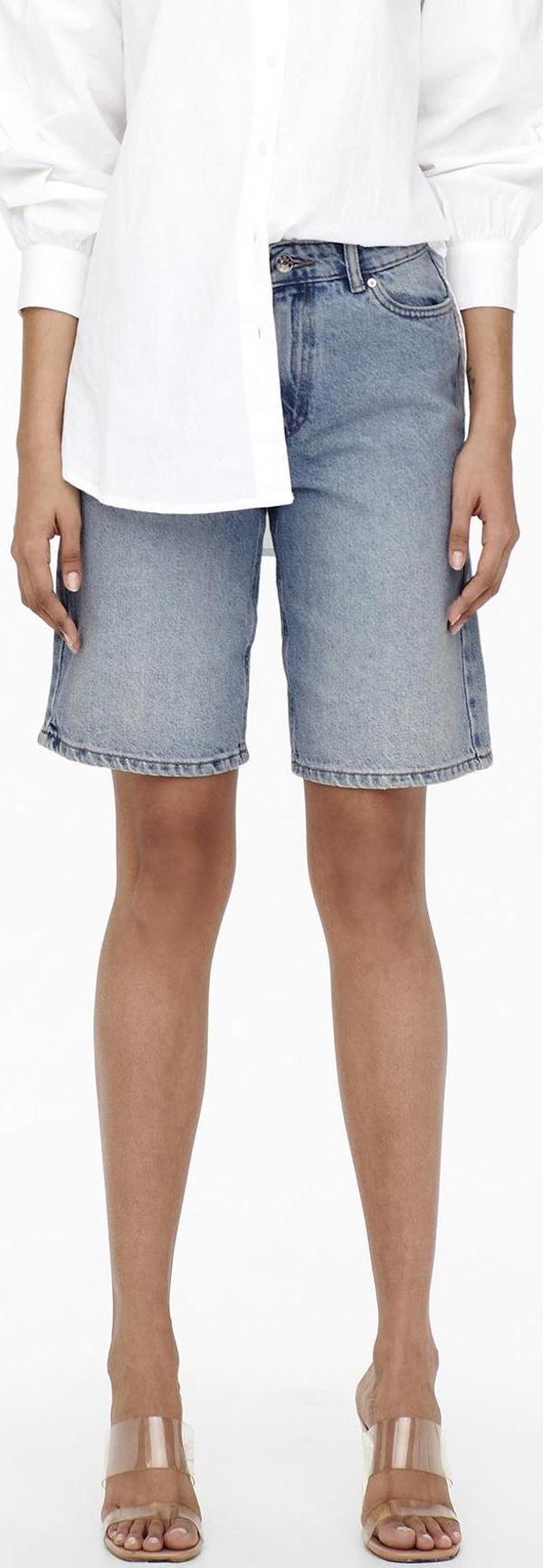 Only Onlsonny % 100 Pamuk Regular Fit Yüksek Bel Bayan Short 15256709 MAVİ - Image 1