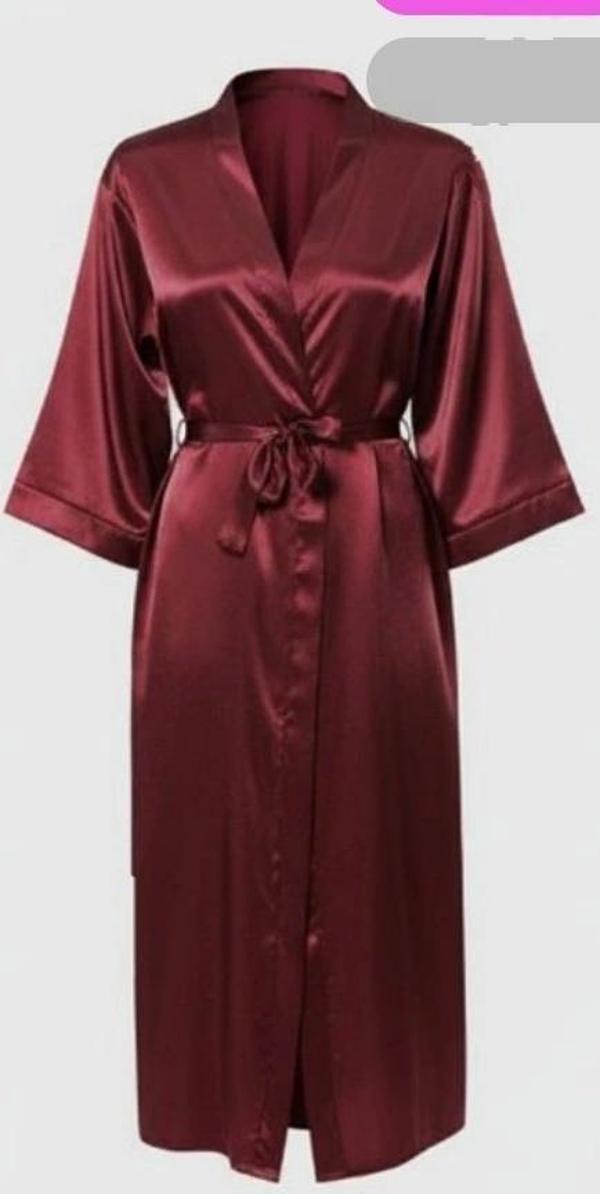 Bicomi Bordo Uzun Saten Sabahlık - Image 1