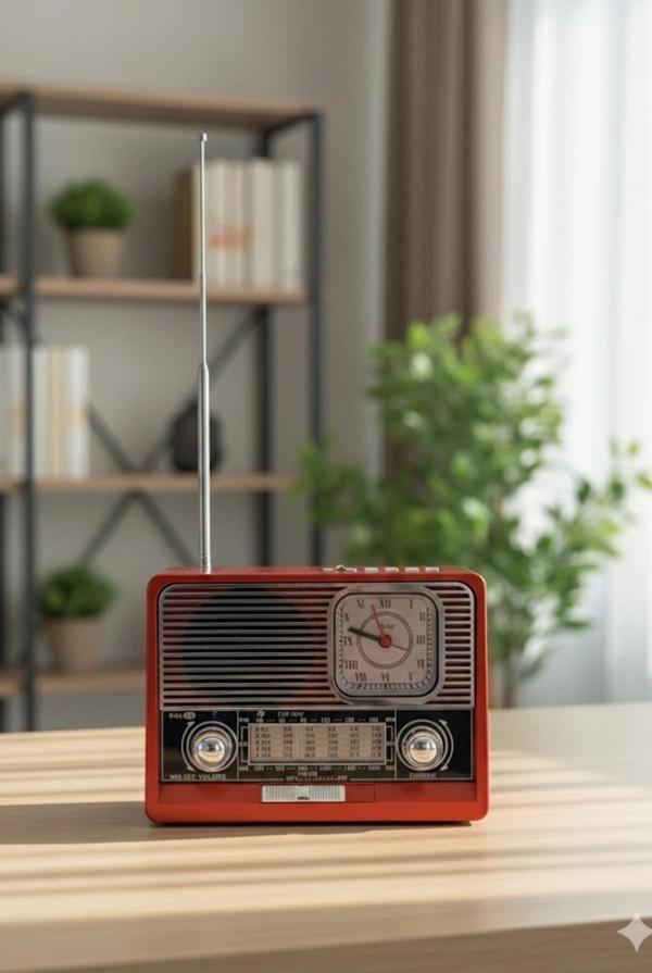 Blackbird Kahverengi Ktf-1647Nostaljik Ahşap Görünümlü FM Radyo | USB/TF Kart MP3 El Feneri - Image 1