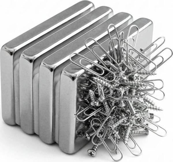 2 Adet 40x20x5mm Neodyum Magnet Güçlü N35 Mıknatıs Köşeli Nikel Kaplama - Image 1