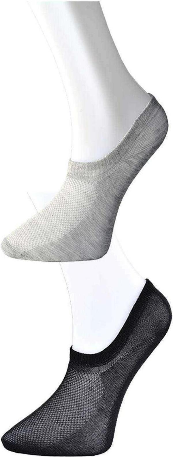 Siyah ve Gri Kadın Görünmez Çorap 9 çift - Image 1