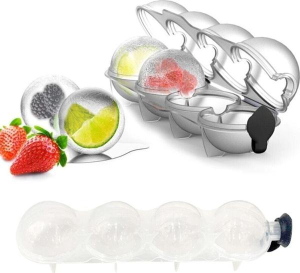 Vigentino 4'Lü Küre Buz Topu Kalıbı Yuvarlak Buz Topu Dondurucu Buzluk Saklama Ve Sunum Kabı - Image 1