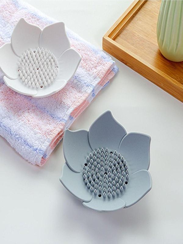 Fırtına Ticaret Lotus Desenli Sabun Ve Sünger Tutacağı Silikon Su Giderli Sabunluk - Image 1