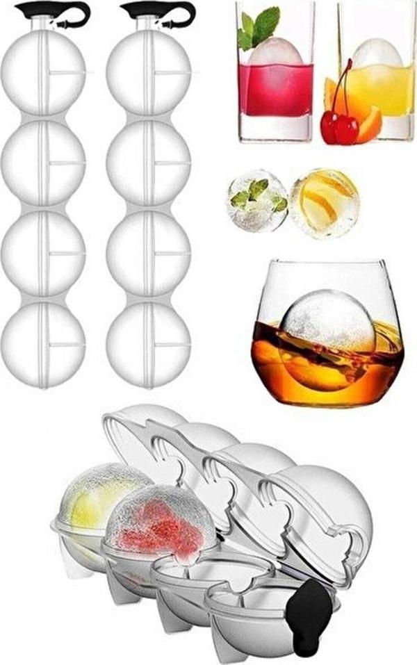 Fırtına Ticaret 4'Lü Küre Buz Topu Kalıbı - Yuvarlak Içecek Buz Topu Dondurucu Buzluk Saklama Ve Sunum Kabı - Image 1