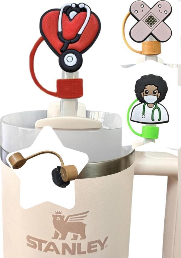 Buki'Nin Atölyesi Termos Uyumlu 3 Adet (10Mm) Toz Geçirmez Hastane Doktor Hemşire Figürlü Quencher Pipet Tıpası Kapağı - Image 1