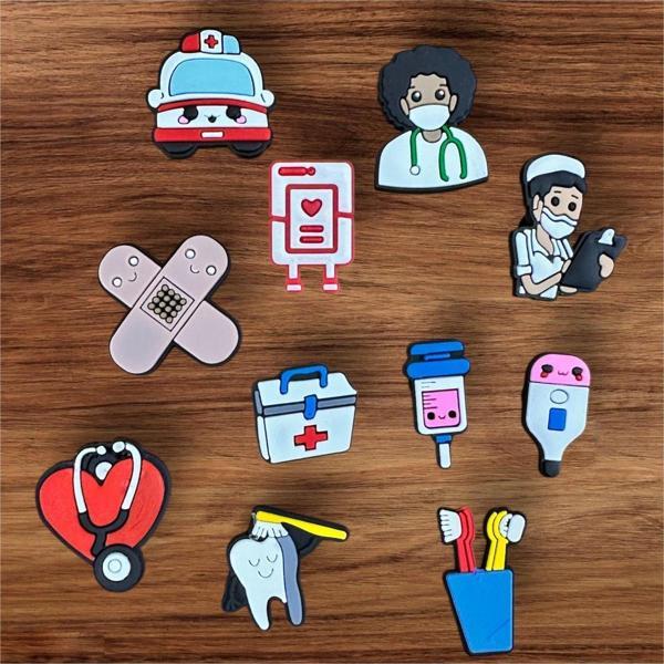 Buki'Nin Atölyesi Jibbitz Terlik Süsü 11 Adet Hastane Hemşire Doktor Konsepti - Image 1