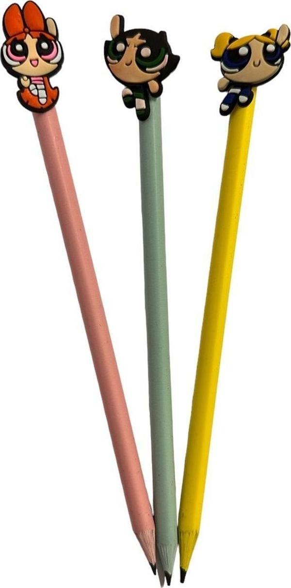 Buki'Nin Atölyesi 3D Powerpuff Girls Figürlü Kalem Başlığı Ve Kurşun Kalem A06 3 Lü Set - Image 1